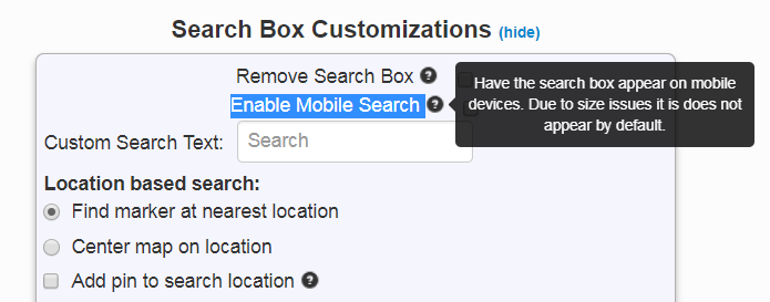 enable the search box on mobile devices